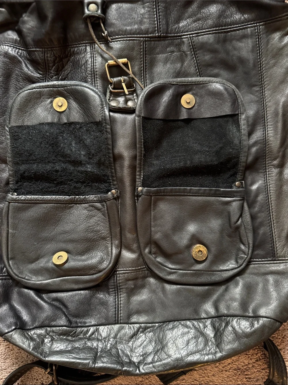 Classic Black Italian Leather Backpack - Unisex